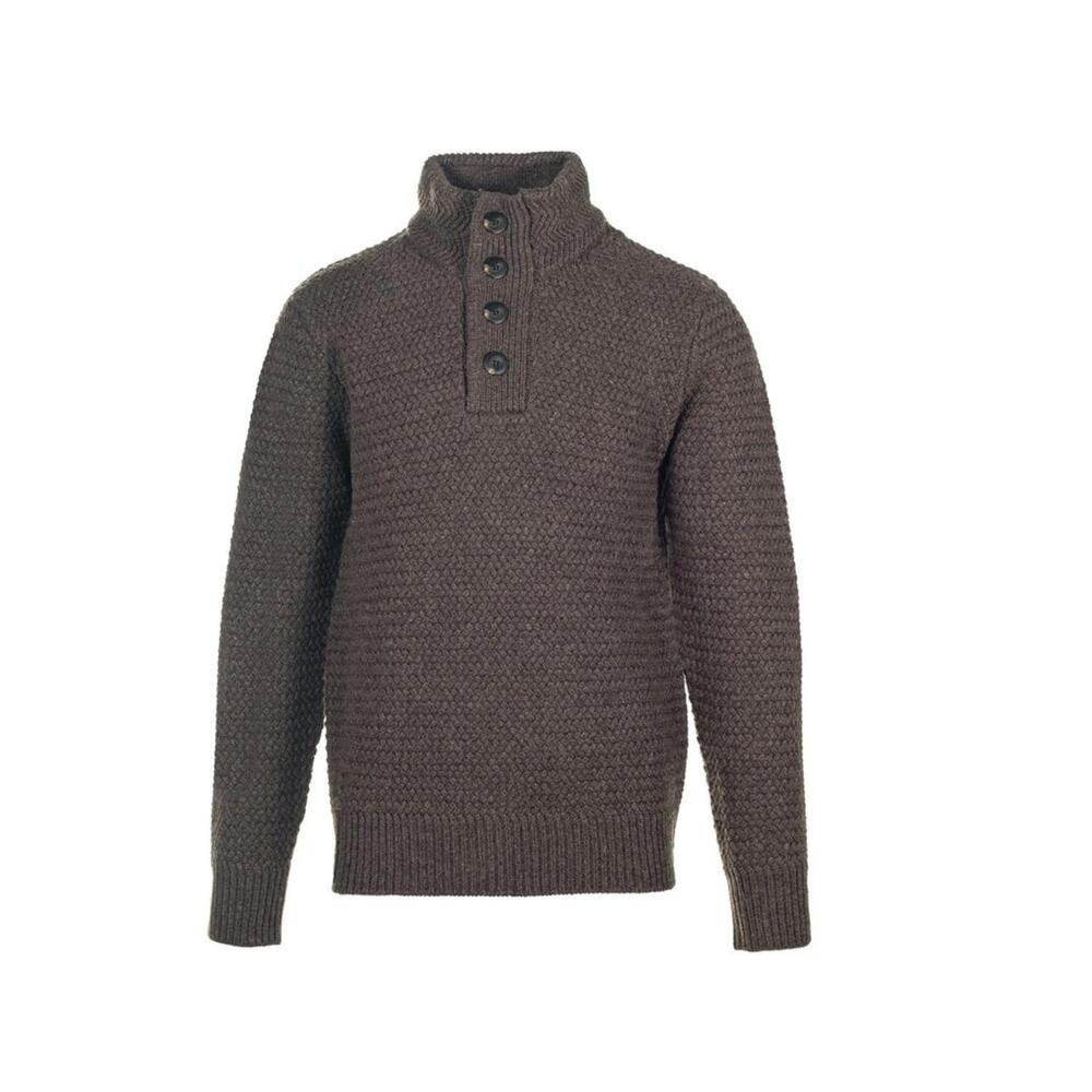NEW SCHOTT men's funnel neck military sweater in coffee bean
